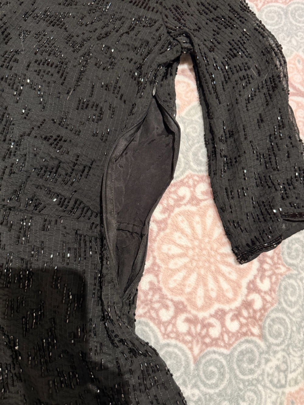 Free People Black beaded  Open-Back Romper. Broken zipper - Picture 5 of 7